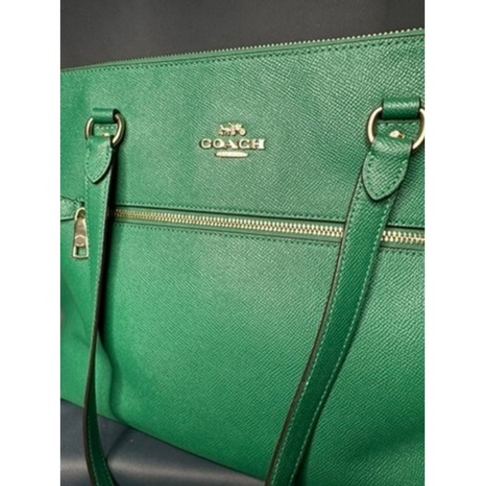 Coach Gallery Tote Green Crossgrain Leather Shoulder Bag 79608 Gold Hardware